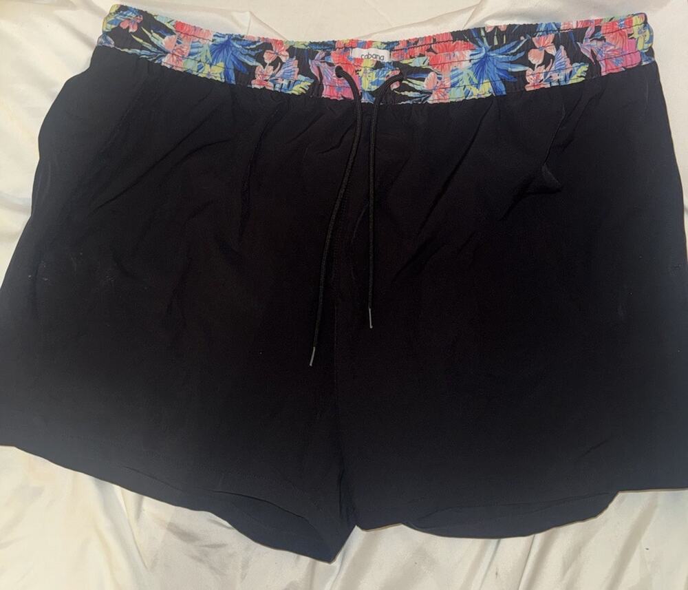 Cabana Crown Ivy Board Swim Shorts Sz XXL Black Floral Tropical Beach